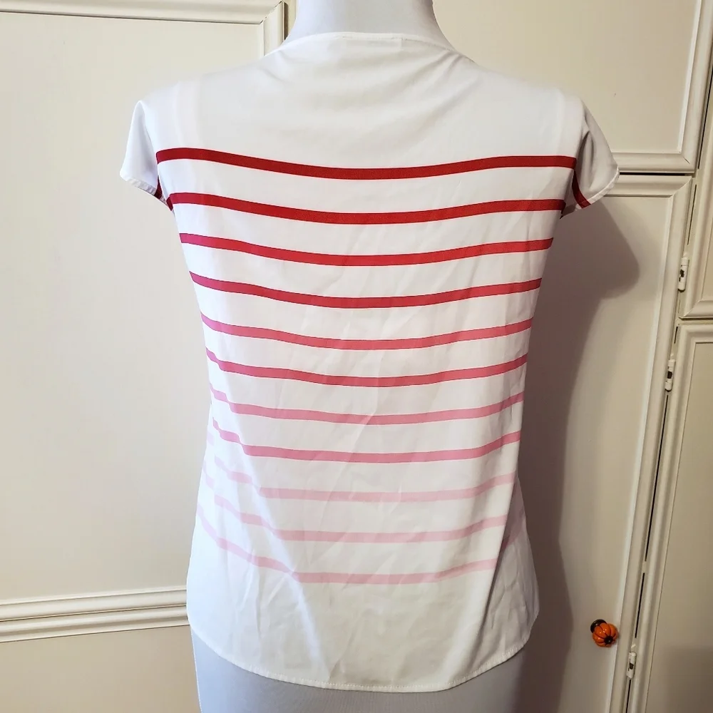 Calvin Klein Pink & White Striped Sleeveless Top - Picture 3 of 5